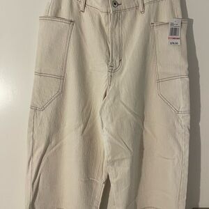 Kensie Cream High-Rise Wide-Leg Jeans